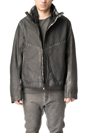 Membrane leather down bomber jacket, Plomb