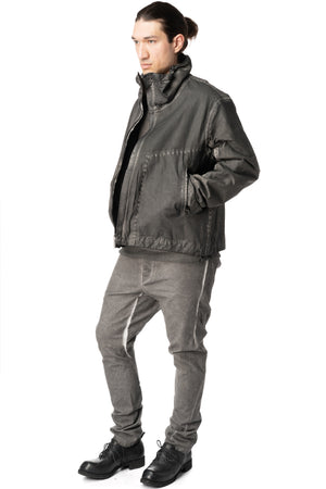 Membrane leather down bomber jacket, Plomb