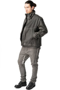 Membrane leather down bomber jacket, Plomb