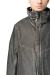 Membrane leather down bomber jacket, Plomb