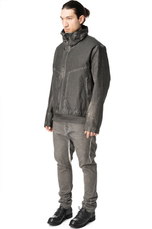 Membrane leather down bomber jacket, Plomb