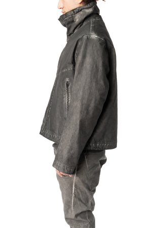 Membrane leather down bomber jacket, Plomb