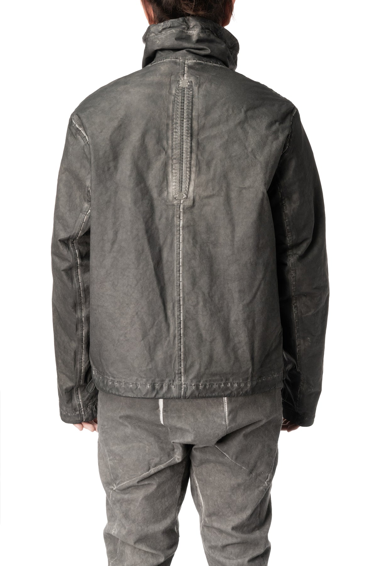 Membrane leather down bomber jacket, Plomb