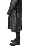 Long hooded membrane leather down parka, Black
