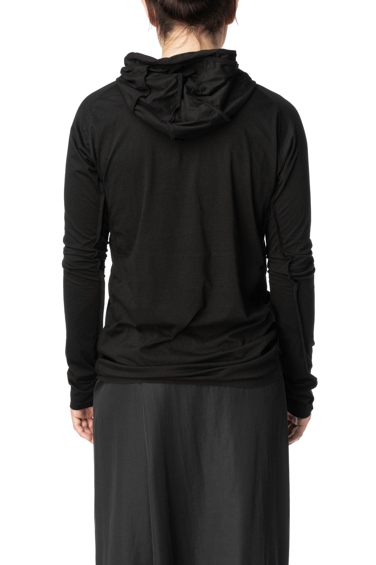 Hooded cotton jersey top, Black
