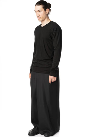 Seamed neck cotton jersey top, Black