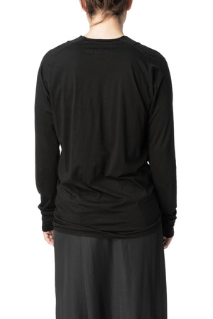 Seamed neck cotton jersey top, Black