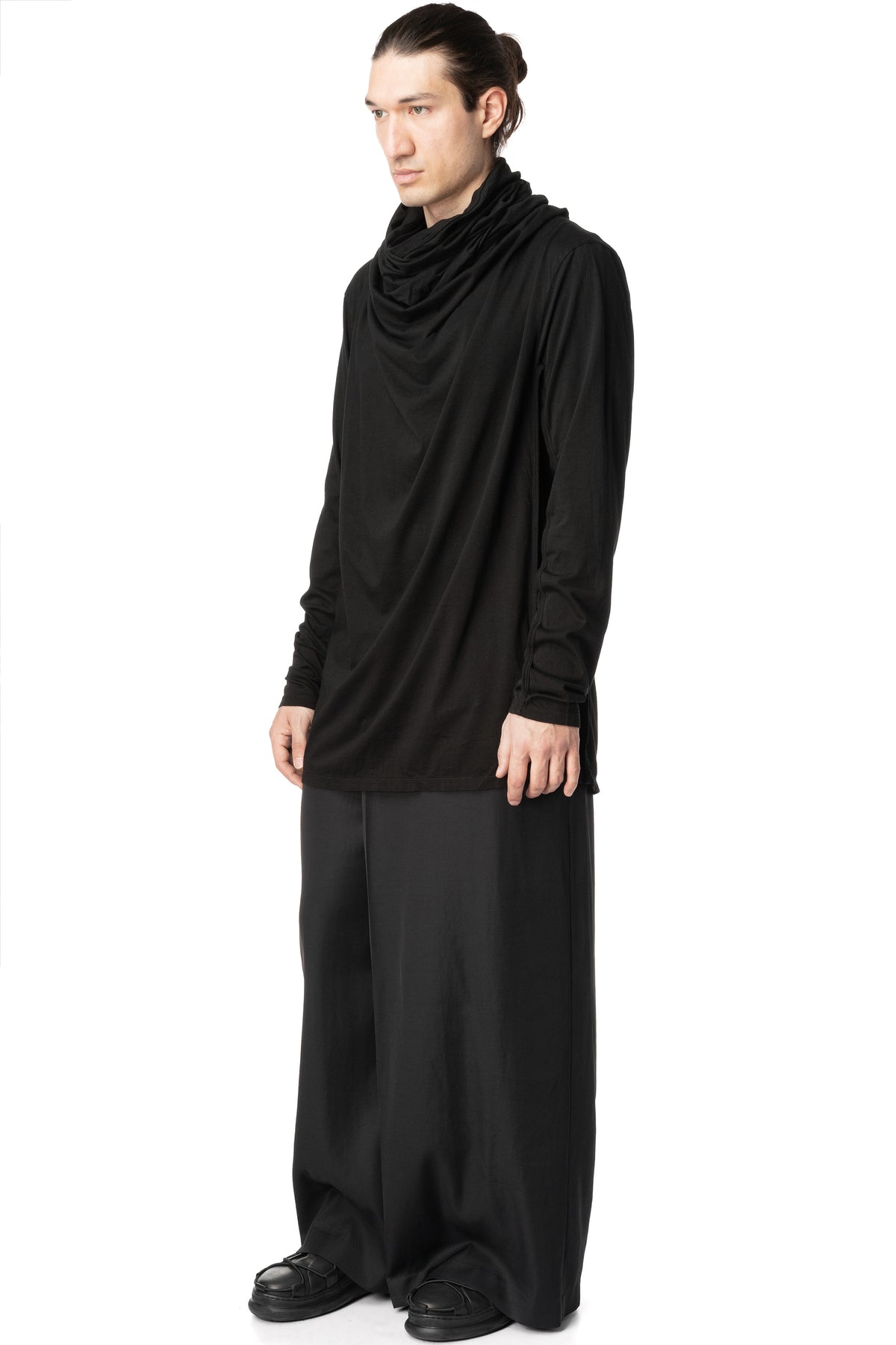 Cowl neck cotton jersey top