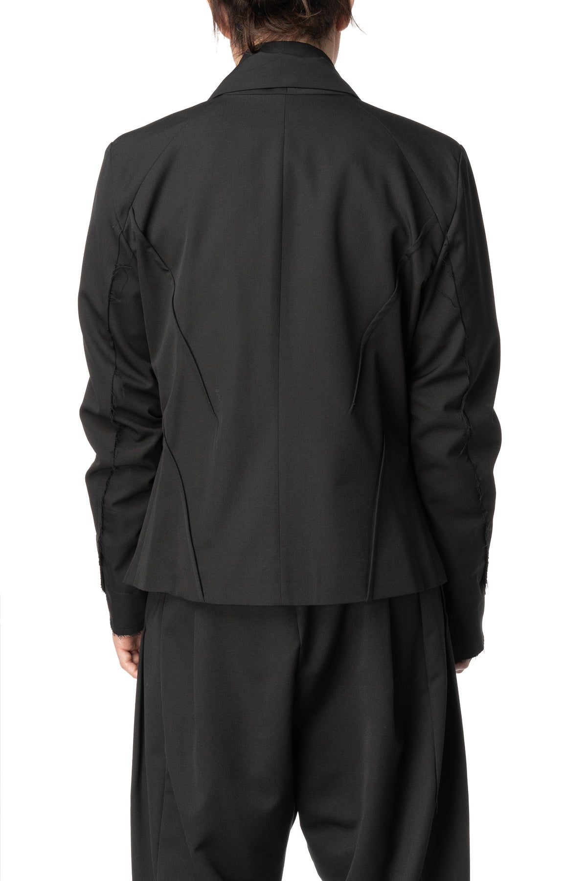 Belted wool barathea wrap jacket