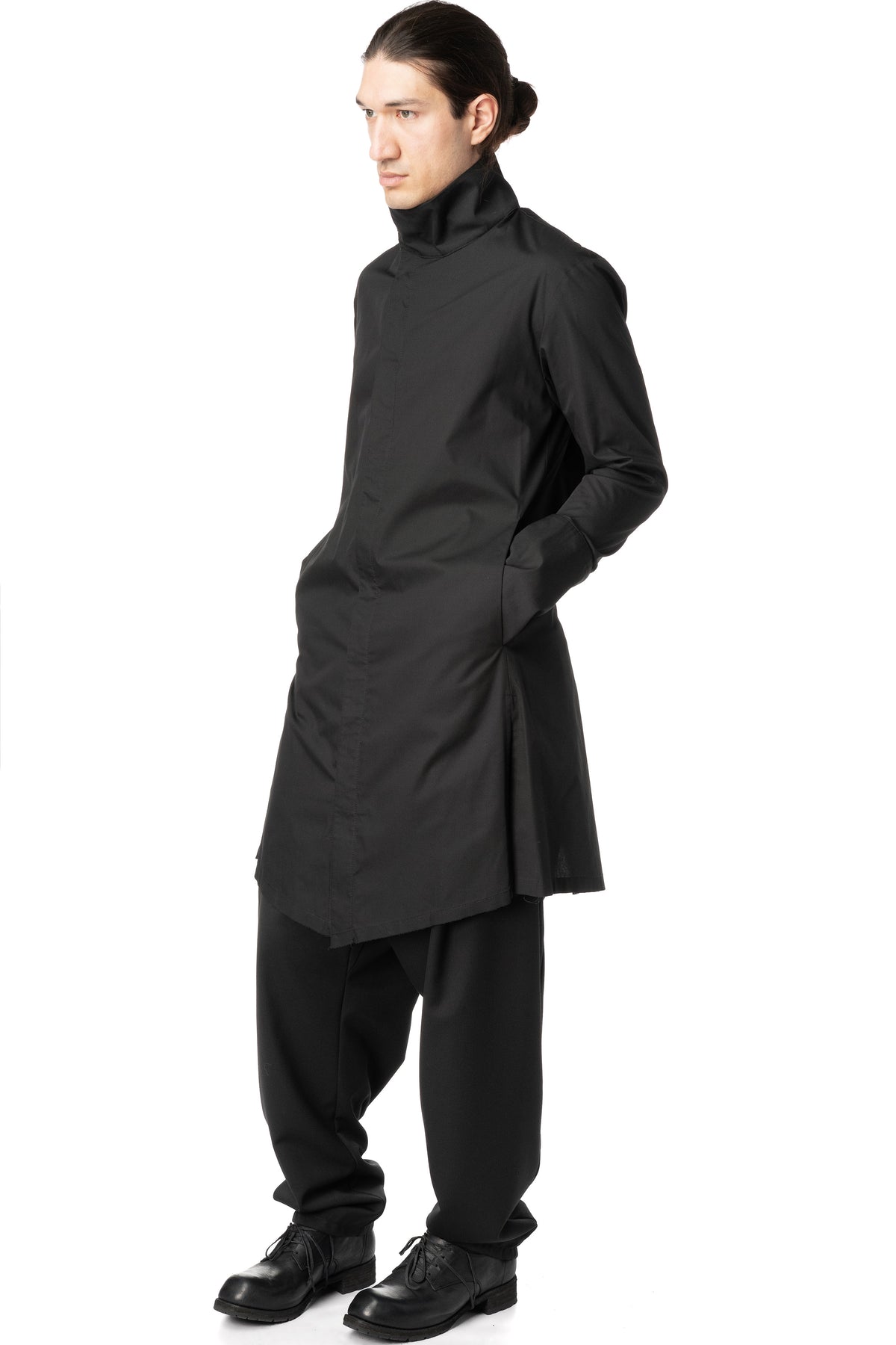 High collar longline shirt