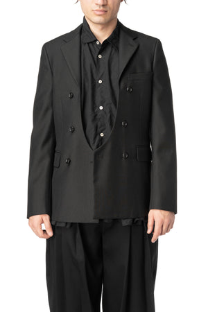Double-breasted wool blazer with cut-out front