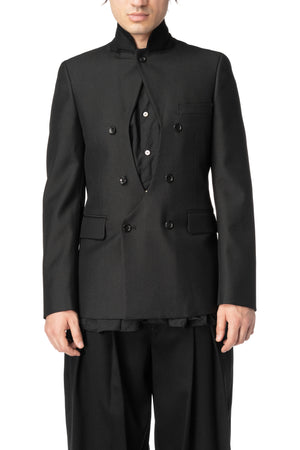 Double-breasted wool blazer with cut-out front