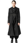 Wool jacket with draped satin panel