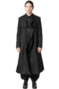 Wool jacket with draped satin panel