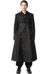 Wool jacket with draped satin panel
