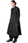 Wool jacket with draped satin panel