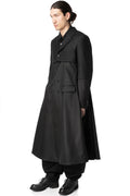 Wool jacket with draped satin panel
