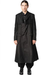 Wool jacket with draped satin panel