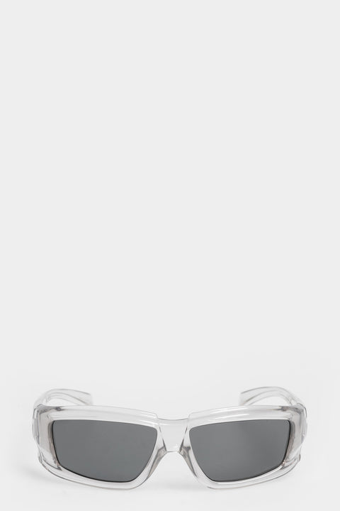 Rick Owens | AW25 - Rick sunglasses, front view on model