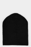 Scar stitch cashmere / silk beanie, Black / Black
