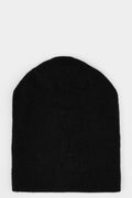 Scar stitch cashmere / silk beanie, Black / Black