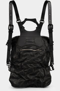 Crinkled leather large backpack
