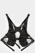 Crinkled leather harness vest