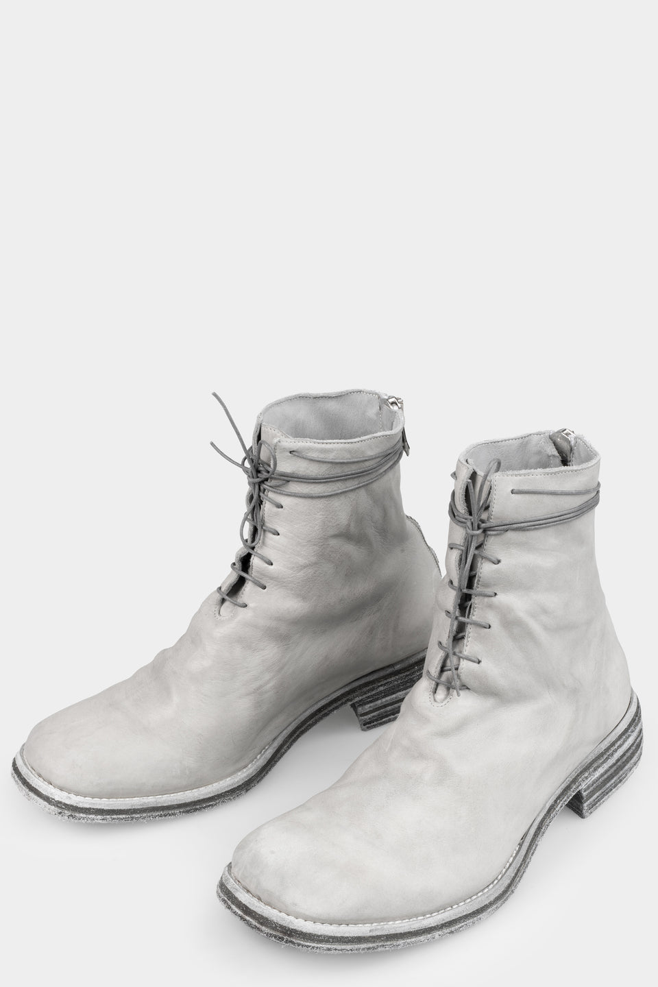 Laced leather boots, Dirty grey
