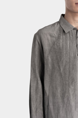 Professor E. | Timeworn silk blend shirt, Natural dyed grey 25FW-PE-FM-13