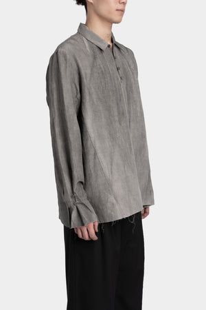Professor E. | Timeworn silk blend shirt, Natural dyed grey 25FW-PE-FM-13