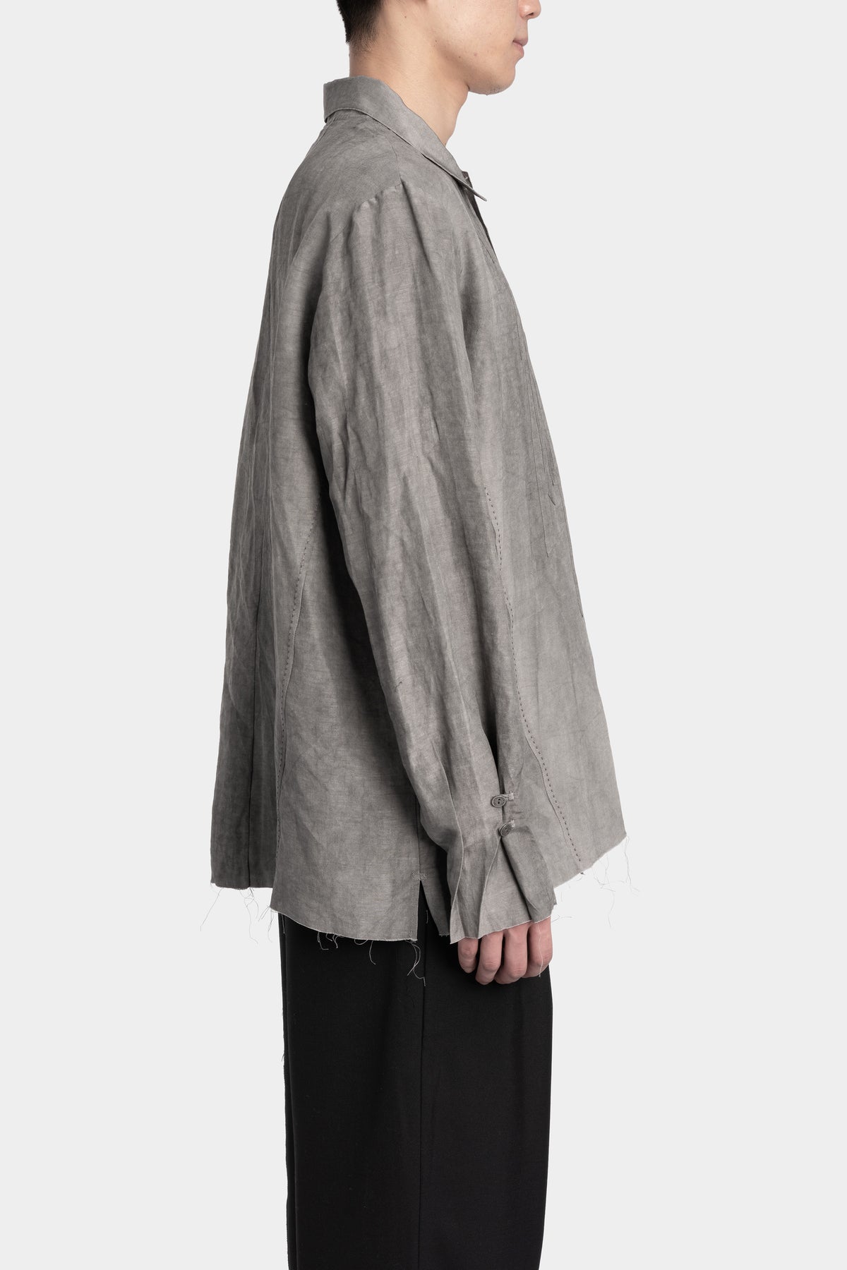 Professor E. | Timeworn silk blend shirt, Natural dyed grey 25FW-PE-FM-13