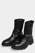 Scar stitch back zip leather boots