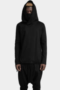 Asymmetrical hooded long sleeve T-Shirt, Black