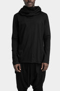 Asymmetrical hooded long sleeve T-Shirt, Black