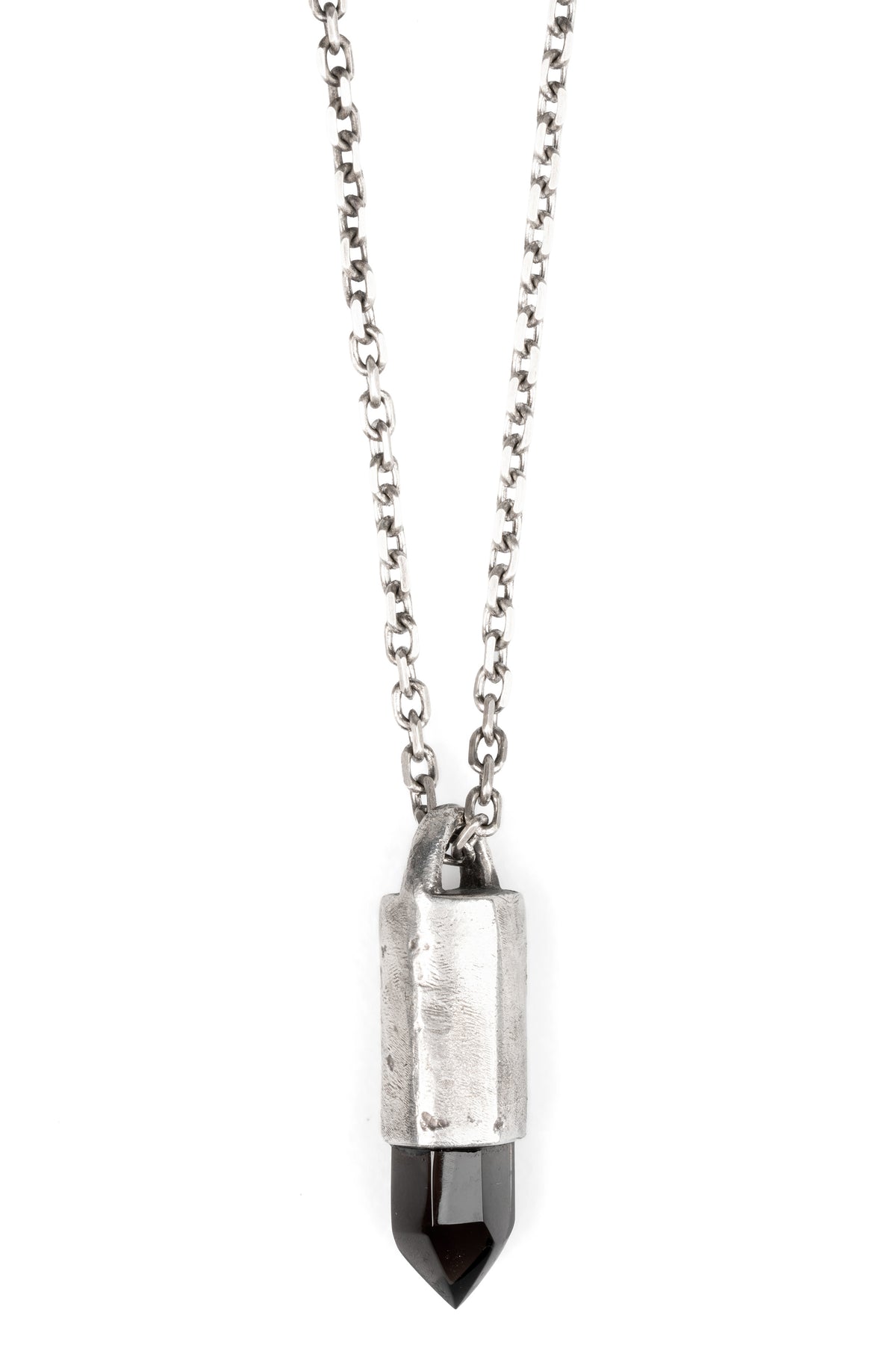 Enri Mars | Vespro silver necklace featuring a large black quartz