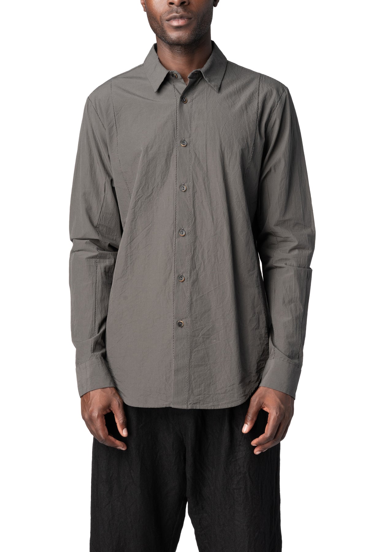 Forme D'Expression | AW26 - Slim sutured cotton shirt, Carbon US038
