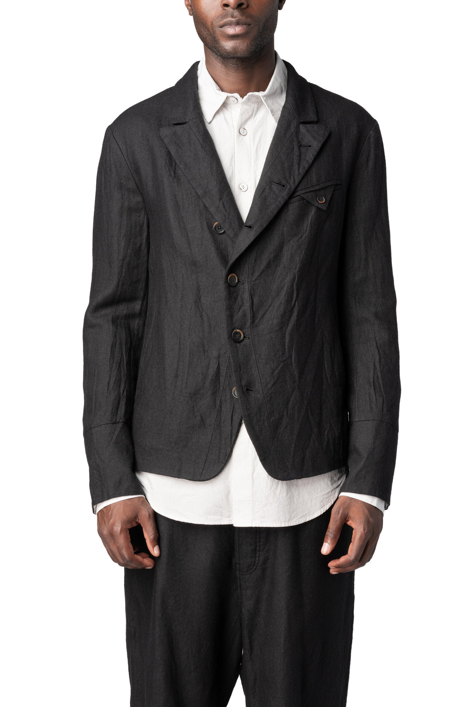 Cropped wool linen mess jacket