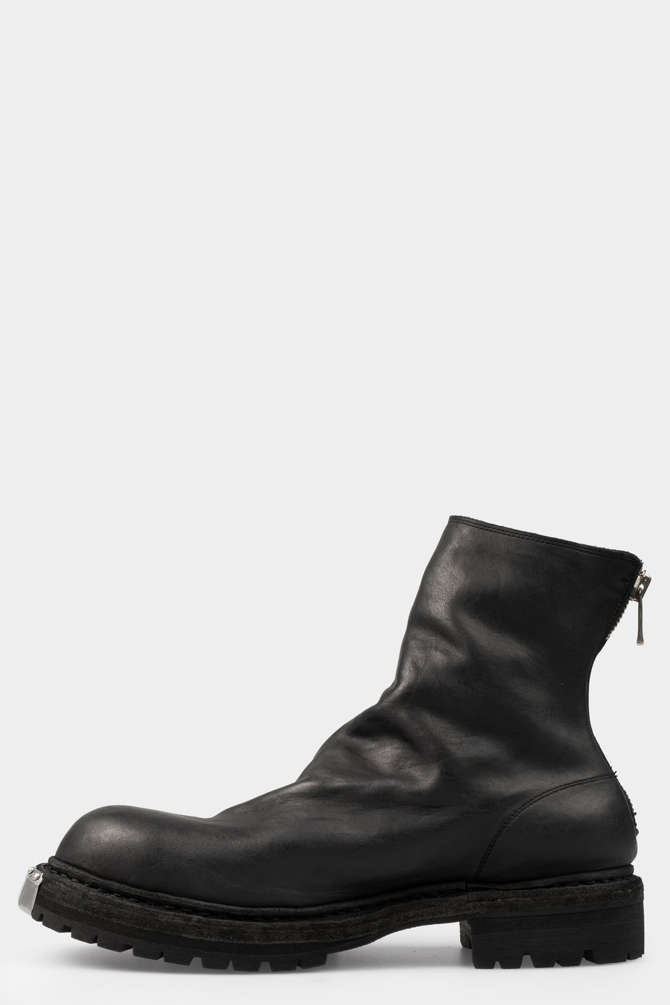Metal clad back zip boots | GR06VB / Black stitching