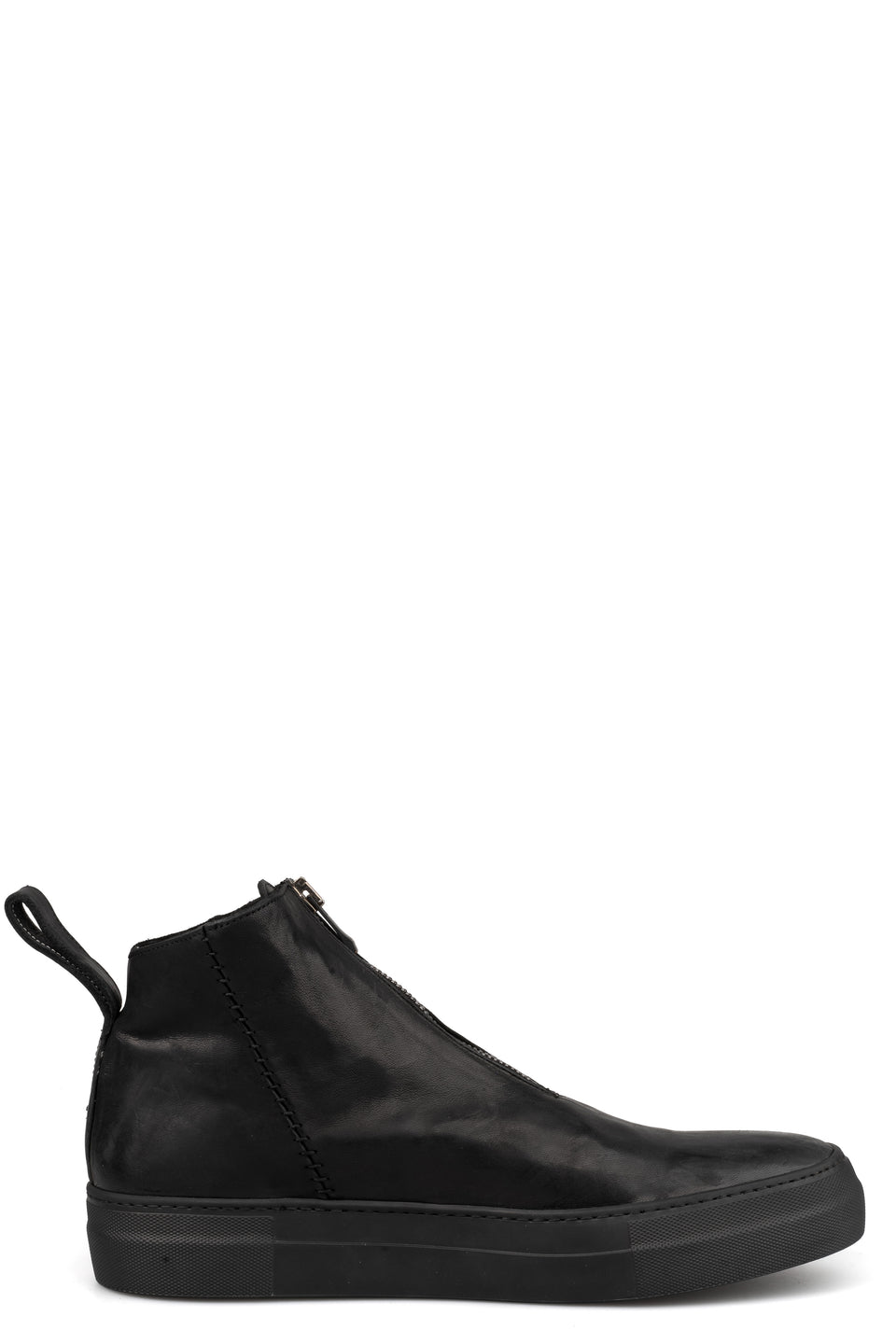 Low front zip leather sneakers