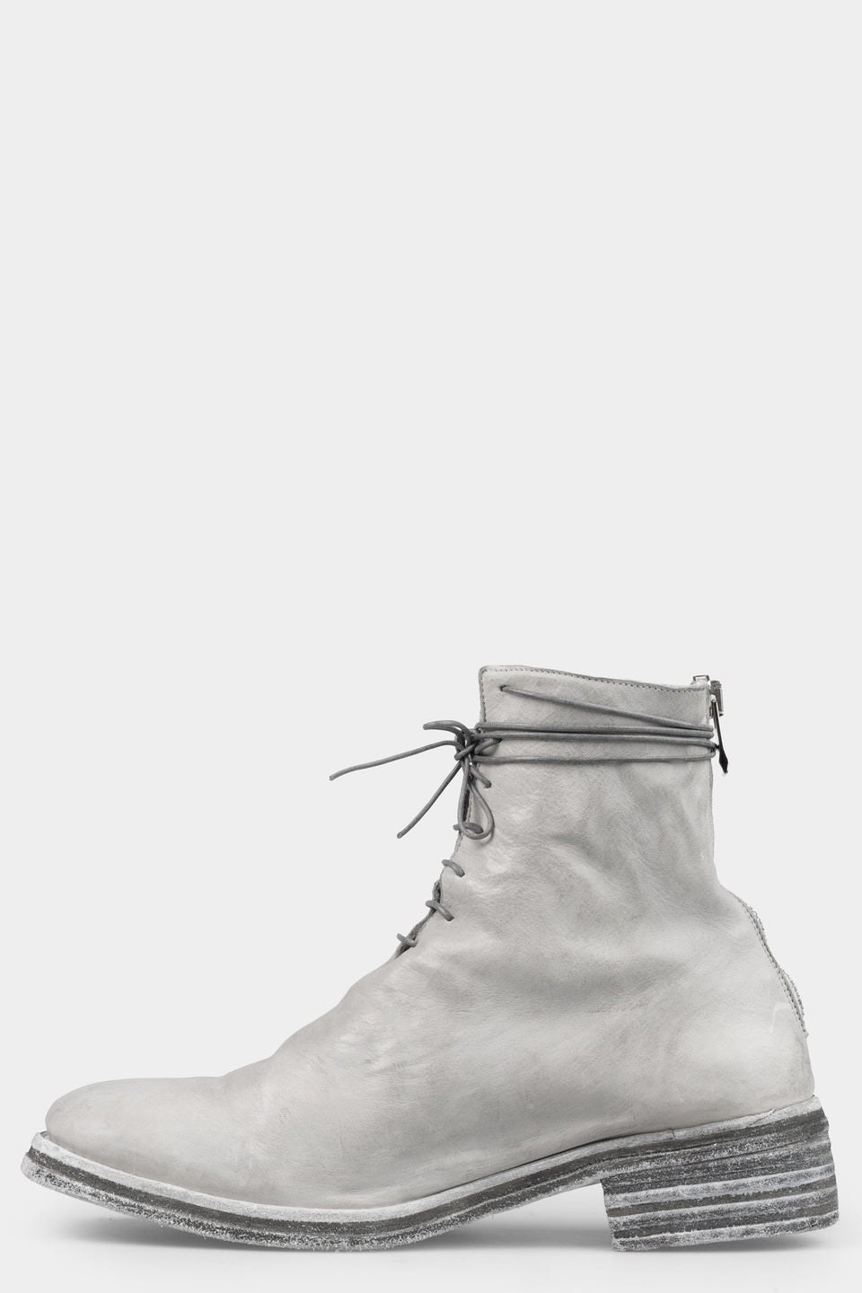 Laced leather boots, Dirty grey