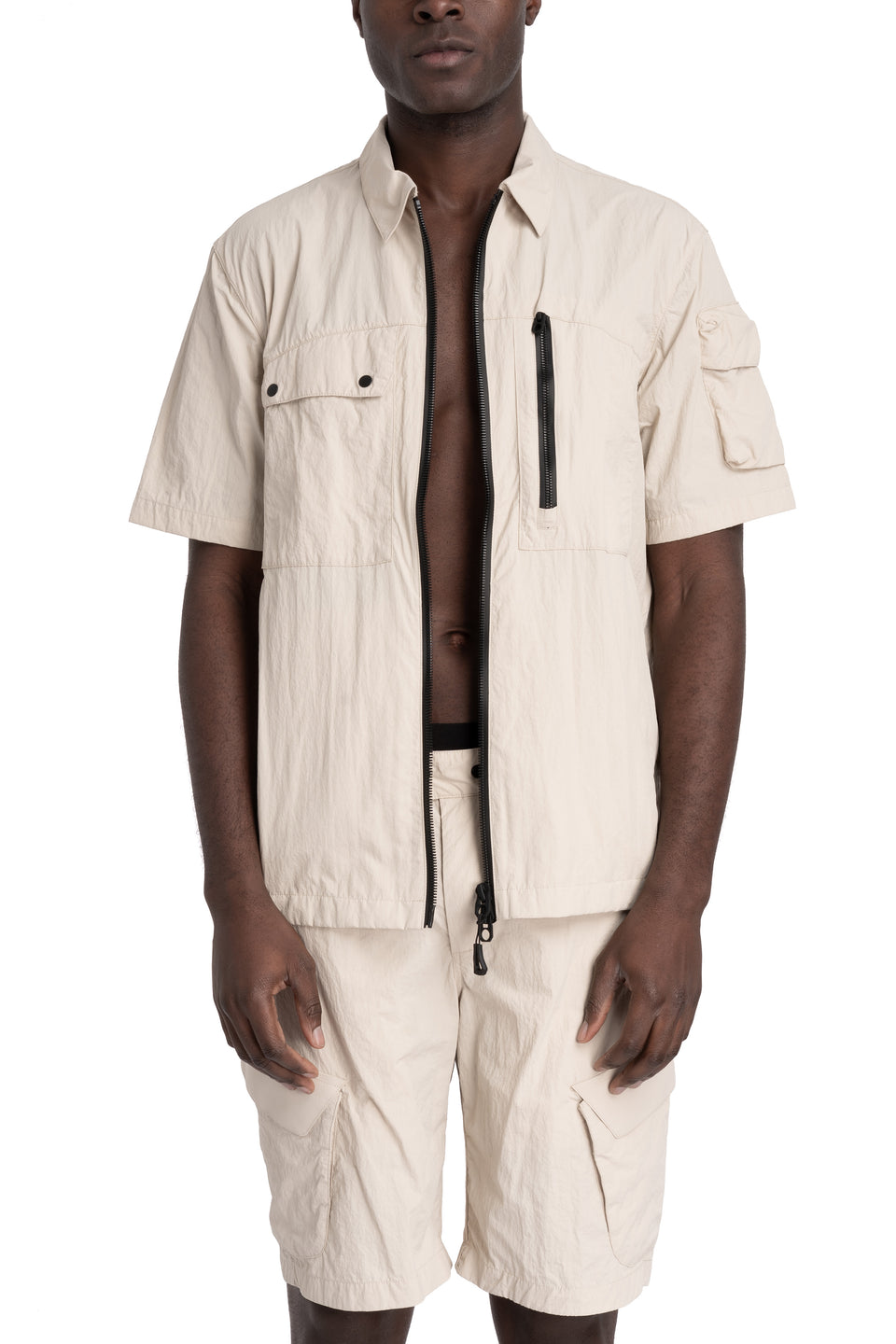 Hybrid utility short sleeve shirt, Ivory