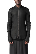 Julius_7 | AW26 - Coated zip-front knit cardigan, Black 957KNM1-C