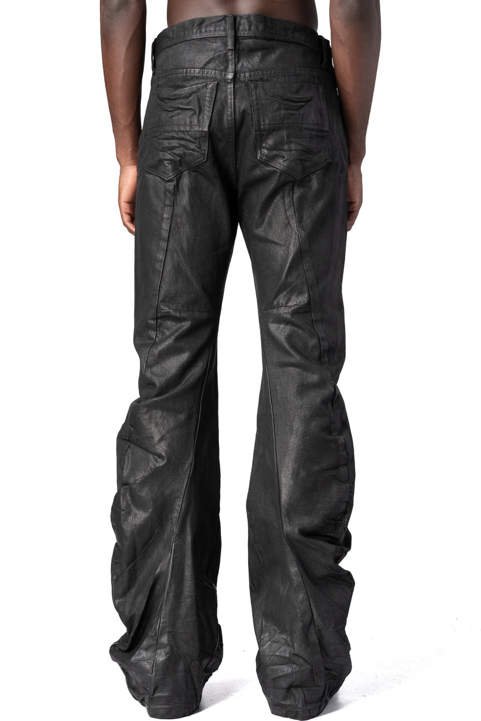 Coated denim flared jeans, Black