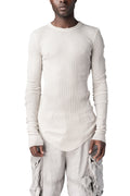 Julius_7 | AW26 - Ribbed crewneck long sleeve top, Plaster 957CUM6