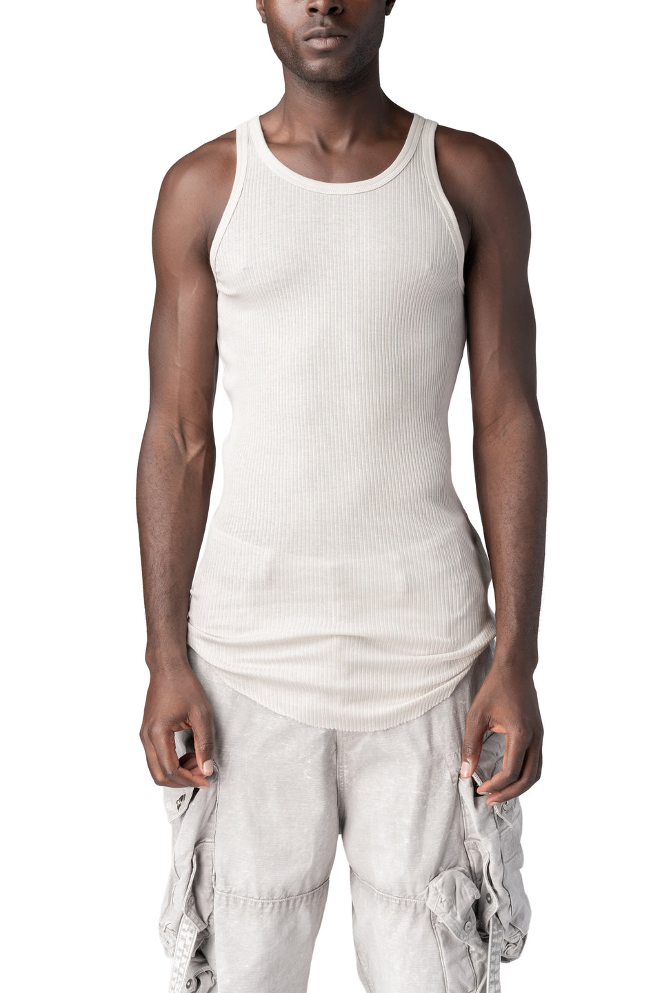 Ribbed long tank top, Plaster