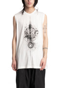 Julius_7 | SS26 - Printed Sleeveless T-Shirt, White 937CPM3