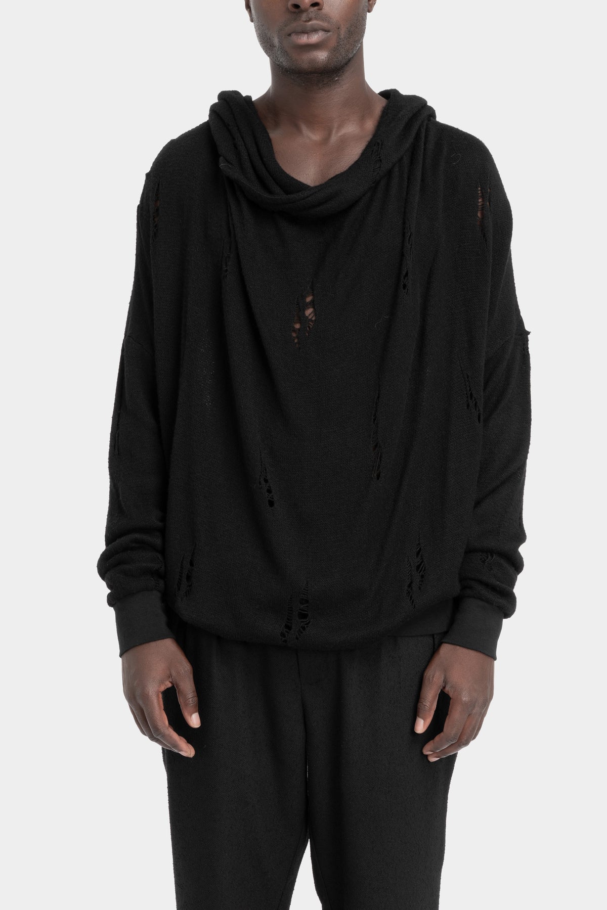 LA Haine Inside Us | AW25 - Draped hooded knit sweater M1190
