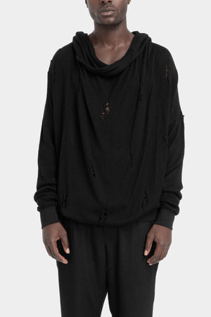 LA Haine Inside Us | AW25 - Draped hooded knit sweater M1190