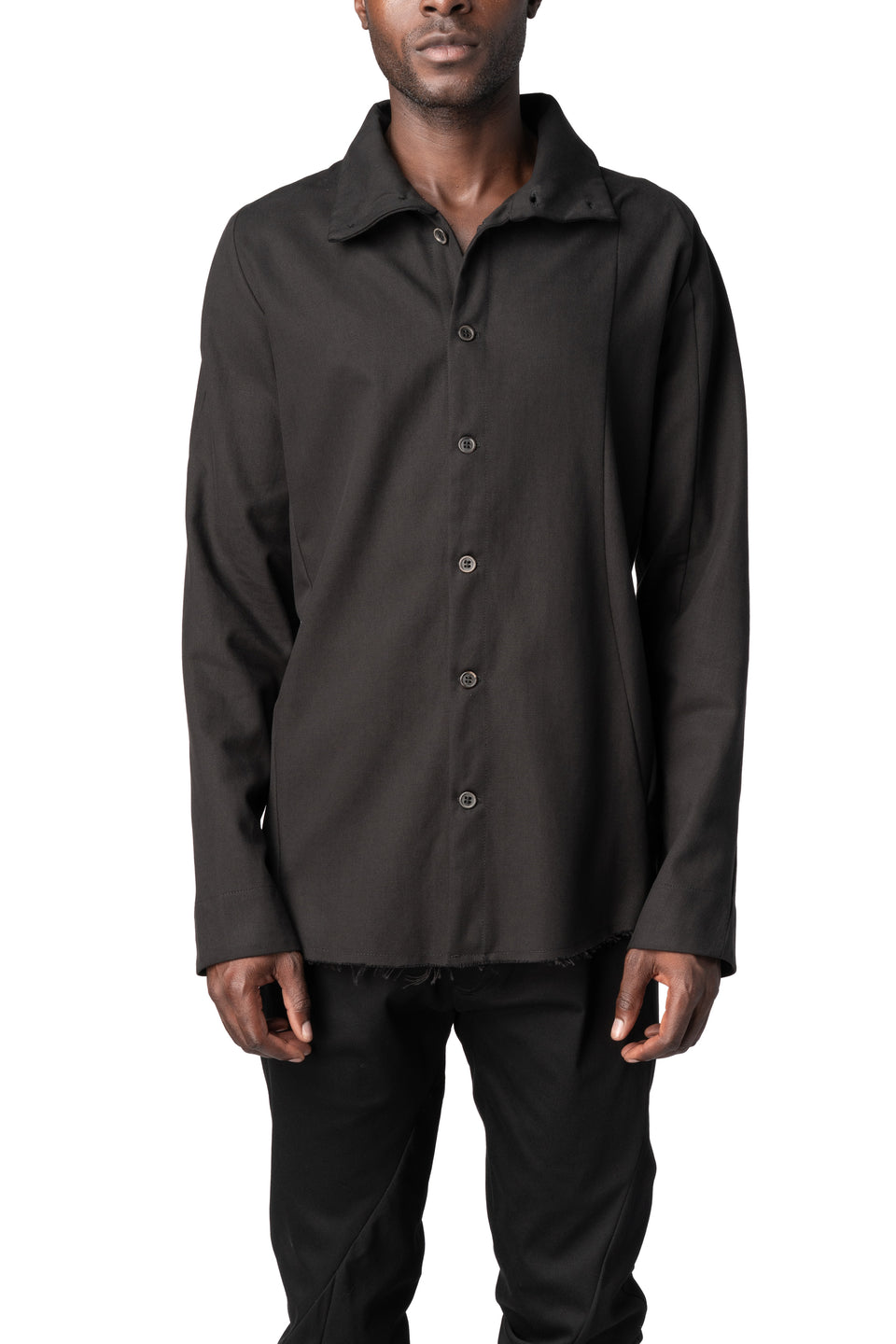 Heavy lyocell twill high collar shirt