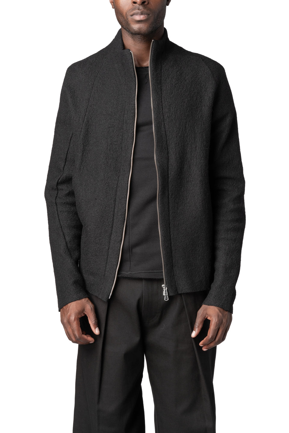 Wool crepe zip sweater